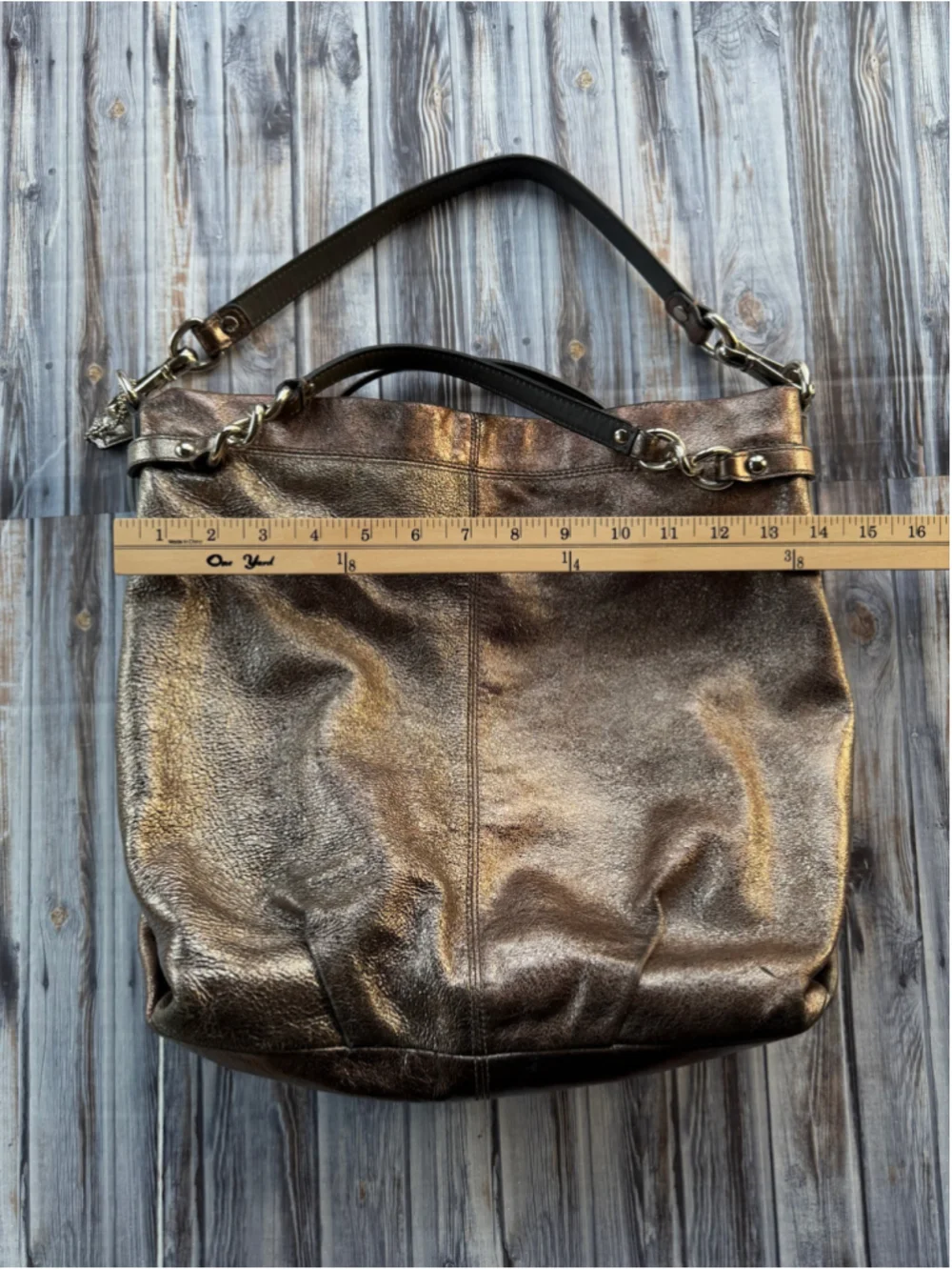 Vintage Coach Brooke F17165 Metallic Pewter Leather Hobo Shoulder Bag
